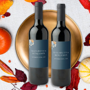 Rustic Terracotta Blue Rust Eucalyptus Wedding Wine Label