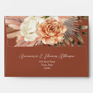 Rustic Terracotta Boho Floral Wedding Envelope