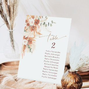 Rustic Terracotta Boho Pampas Graduation Table No. Pedestal Sign