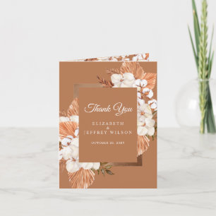 Rustic Terracotta Boho Pampas Thank You Card