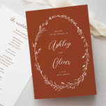Rustic Terracotta Boho Wildflower Wreath Wedding Programme<br><div class="desc">This lovely wedding ceremony program features a lovely terracotta and white colour palette with hand-drawn wildflowers and elegant typography. Together these elements create an rustic yet elegant wedding program that would be perfect for a romantic wedding any time of the year. This design coordinates with our Rustic Wildflowers wedding suite....</div>