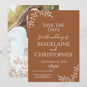 Rustic Terracotta Botanical Boho Photo Wedding Save The Date