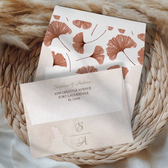 Rustic Terracotta Botanical Wedding  Envelope (Creator Uploaded)