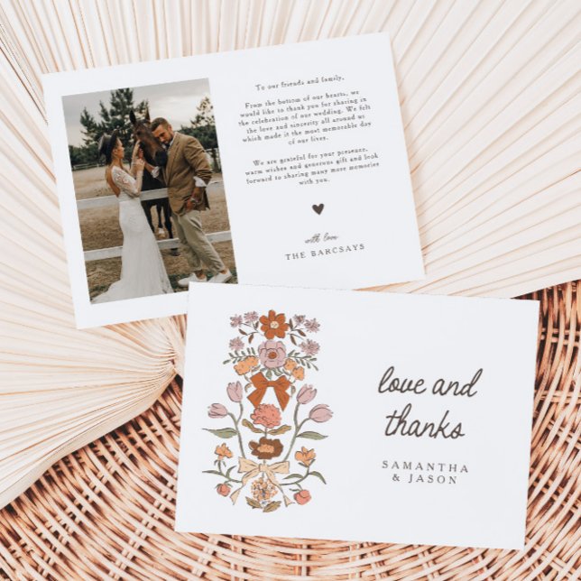 Rustic Terracotta Bow & Blossom Wedding Thank You Card (Creator Uploaded)