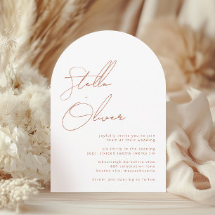 Rustic Terracotta Calligraphy Details Wedding Invitation