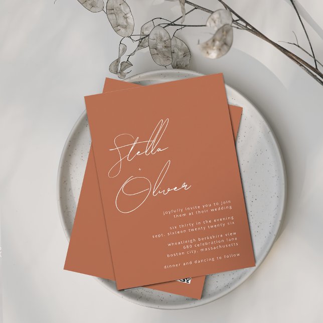 Rustic Terracotta Calligraphy QR Code Wedding Invitation (Rustic Terracotta Calligraphy QR Code Wedding Invitation)