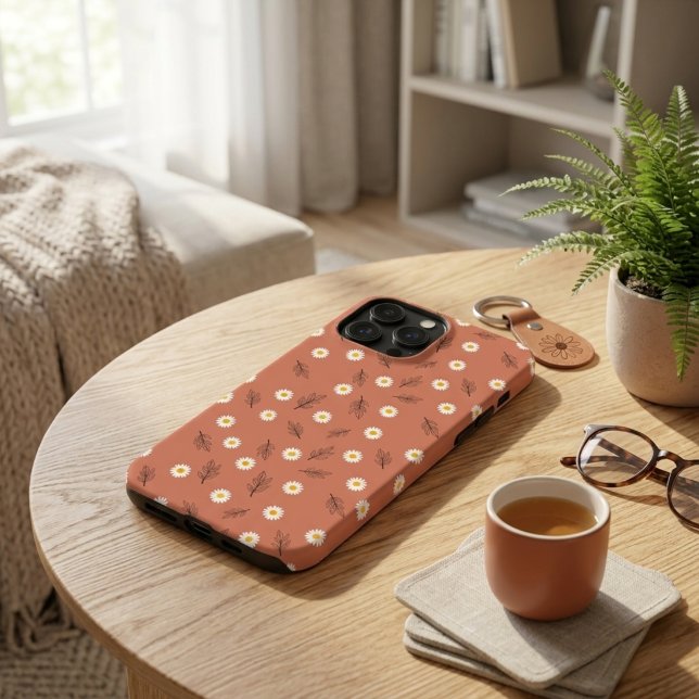 Rustic Terracotta Daisy Floral Botanical iPhone  Case-Mate iPhone Case (Creator Uploaded)