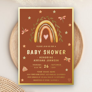 Rustic Terracotta Earthy Rainbow Baby Shower Gold