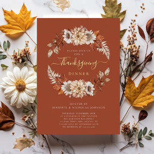 Rustic Terracotta Fall Floral Thanksgiving Dinner 