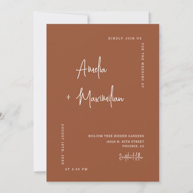 Rustic Terracotta Fall QR Code Wedding Photo Invitation (Front)