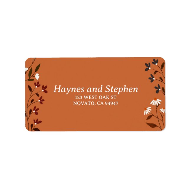 Rustic Terracotta Floral Address Labels (Front)