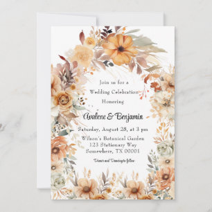 Rustic Terracotta Floral Arch Wedding Celebration  Invitation