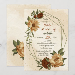 rustic terracotta floral botanical bridal shower invitation