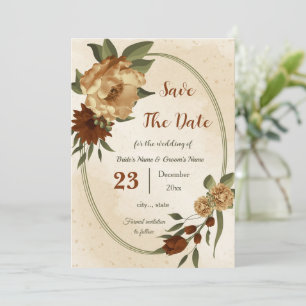 rustic terracotta floral botanical save the date