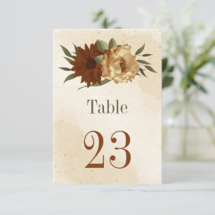 rustic terracotta floral botanical table number 