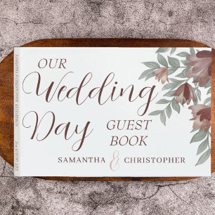Rustic Terracotta Floral & Foliage Wedding Guest Book