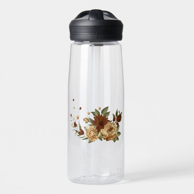 rustic terracotta floral greenery water bottle (Front)