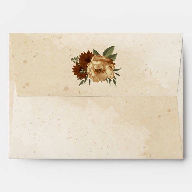 rustic terracotta floral greenery wedding envelope (Back (Top Flap))
