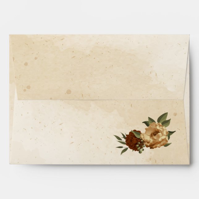 rustic terracotta floral greenery wedding envelope (Back (Top Flap))