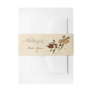 rustic terracotta floral greenery wedding invitation belly band