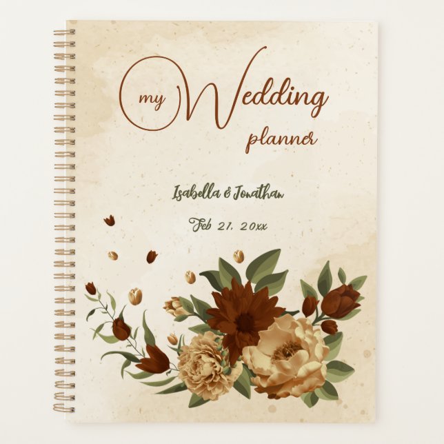 rustic terracotta floral greenery wedding planner (Front)