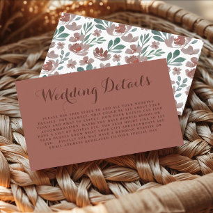 Rustic Terracotta Floral Wedding Details Enclosure Card