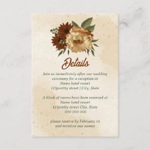 rustic terracotta floral wedding enclosure card