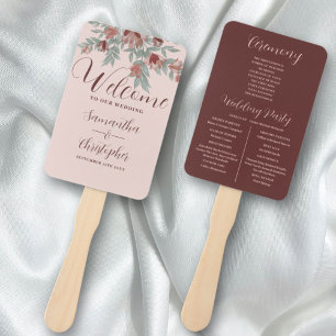 Rustic Terracotta Floral Wedding Hand Fan