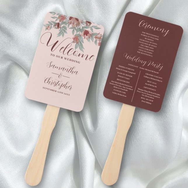 Rustic Terracotta Floral Wedding  Hand Fan (Creator Uploaded)