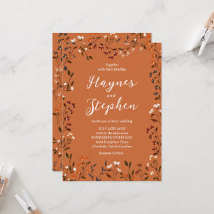 Rustic Terracotta Floral Wedding Invitation