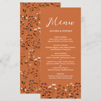 Rustic Terracotta Floral Wedding Menu