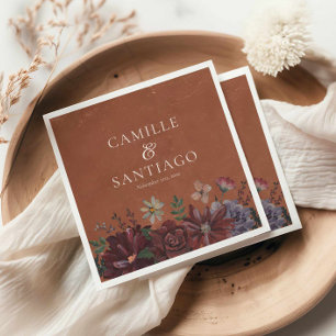 Rustic Terracotta Floral Wedding  Napkin