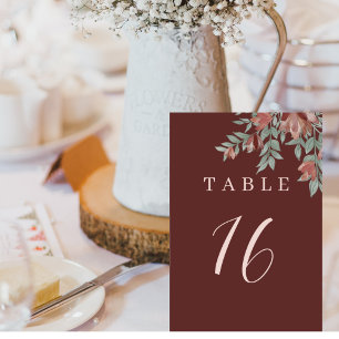 Rustic Terracotta Floral Wedding Table Number