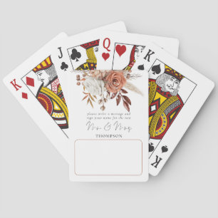 Rustic Terracotta Florals Wedding Guest Book Playing Cards