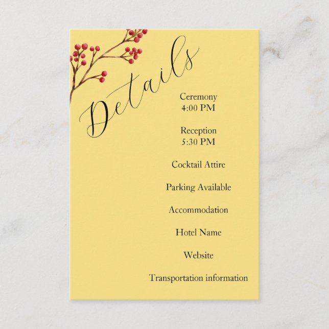 Rustic Terracotta Flowers details Enclosure Card (Front)
