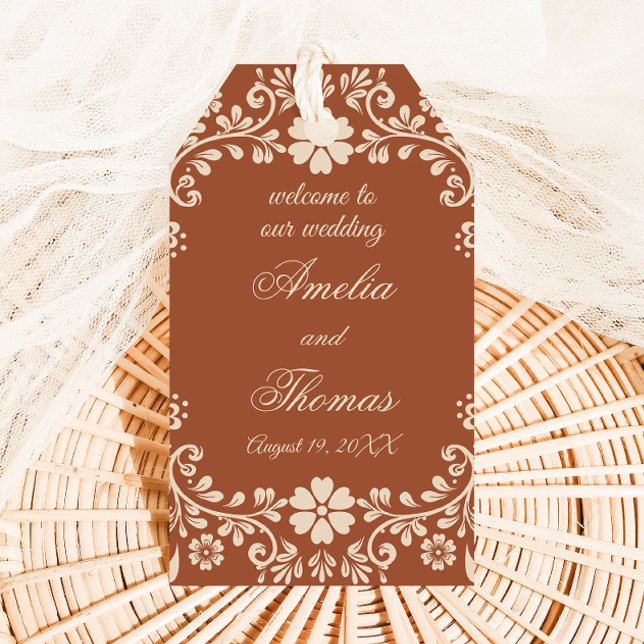 Rustic Terracotta Flowers Wedding  Gift Tags (Creator Uploaded)