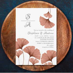 Rustic Terracotta Foliage Wedding Invitation