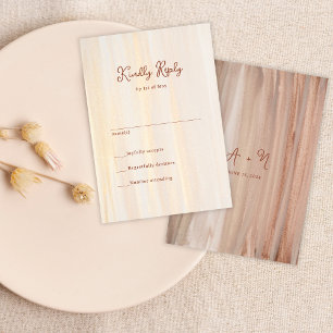 Rustic Terracotta Gold Watercolor Monogram Wedding RSVP Card