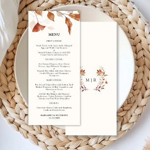 Rustic Terracotta Leaves Fall Wedding Menu