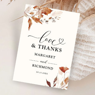 Rustic Terracotta Leaves Fall Wedding Thank You Card