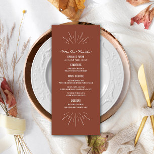 Rustic Terracotta Line Art Wedding Menu