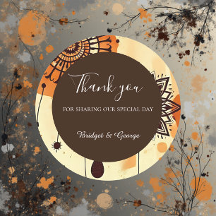 rustic terracotta mandala boho wedding  classic round sticker