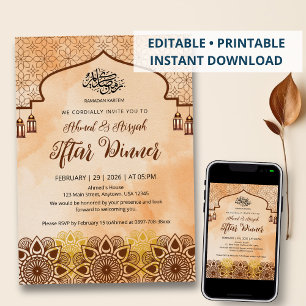 Rustic Terracotta Mandala Ramadan Iftar Dinner Invitation