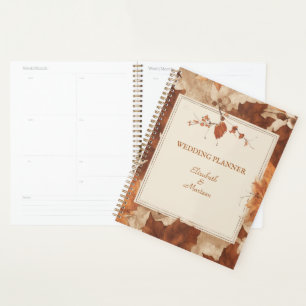 Rustic Terracotta Maple Leaves Autumn Wedding Planner