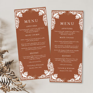 Rustic Terracotta Mexican Wedding Party Menu