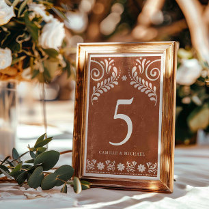 Rustic Terracotta Mexican Wedding Table Number