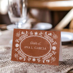 Rustic Terracotta Mexican Wedding Table Number<br><div class="desc">Add a rustic touch to your reception with this terracotta table number featuring traditional papel picado details—perfect for a Mexican or boho wedding theme. Find more matching pieces in the full collection!</div>