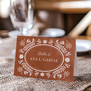 Rustic Terracotta Mexican Wedding Table Number