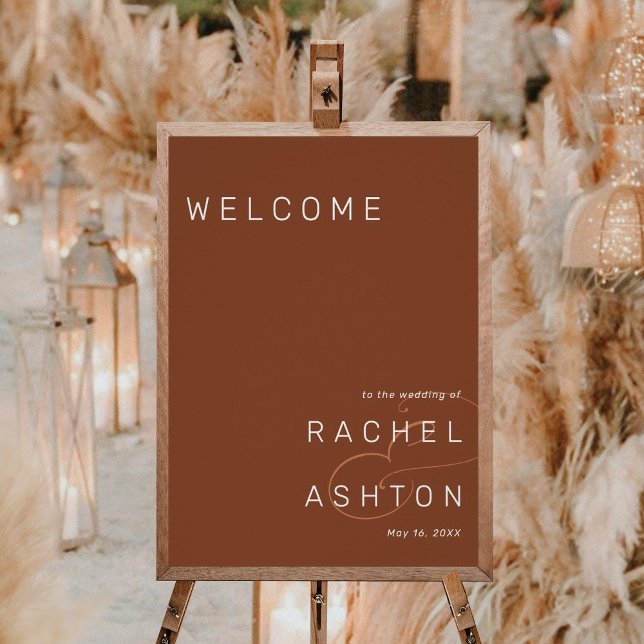 Rustic Terracotta Minimalist Wedding Welcome Sign (Creator Uploaded)