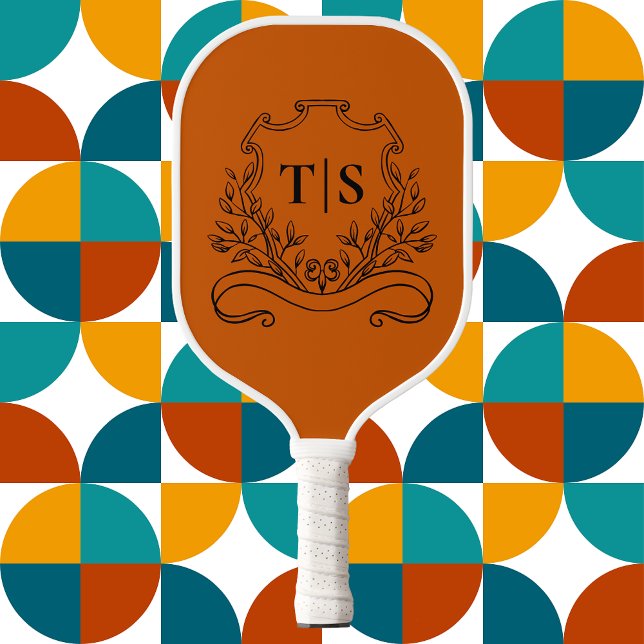 Rustic Terracotta Monogram Initial Classic Pickleball Paddle (Rustic Terracotta Monogram Initial Classic Pickleball Paddle)